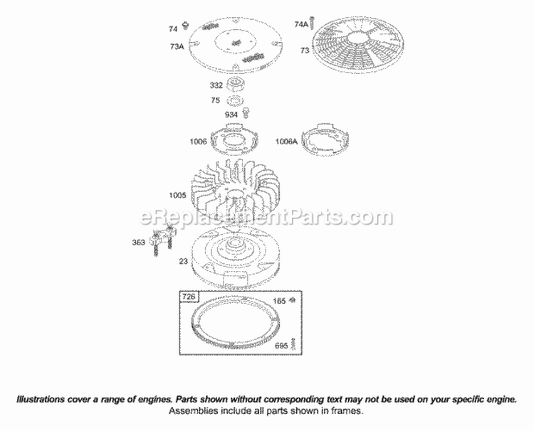 Flywheel Diagram and Parts List for 422707-1213-01  Briggs and Stratton Engine